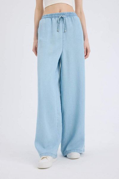 DeFacto Νέα σεζόν Pull On Wide Leg Ψηλόμεσο ίσιο πόδι Μαλακό Jean Washable Παντελόνι