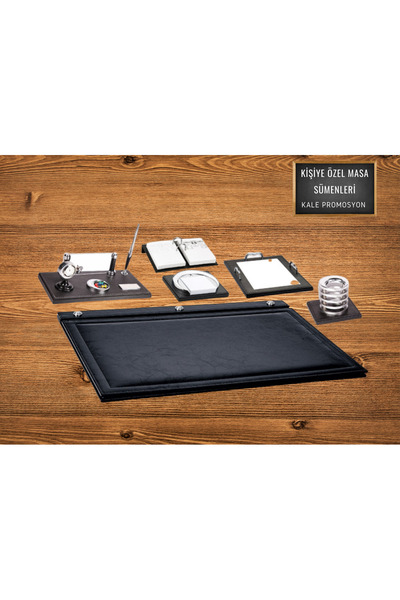 KALE PROMOSYON KİŞİYE ÖZEL İSİM BASKILI MASA SÜMENİ ORGANİZER MASA SETİ BAYRA...