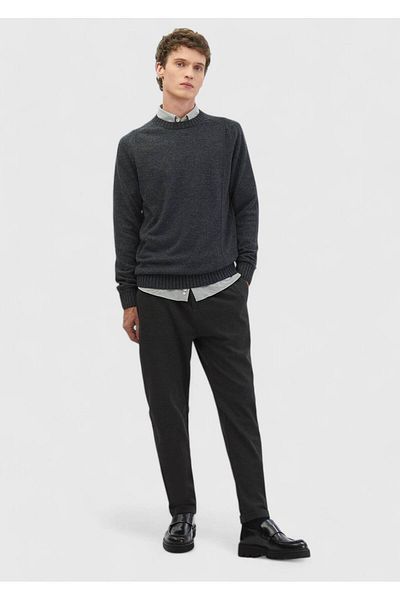 Ramsey Πλεκτό με ανθρακί λαιμόκοψη Jacquard Wool Blended
