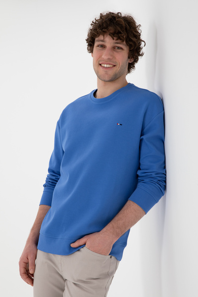 U.S. Polo Assn. Erkek Comfort Fit Bisiklet Yaka İndigo Sweatshirt 50309858-VR028