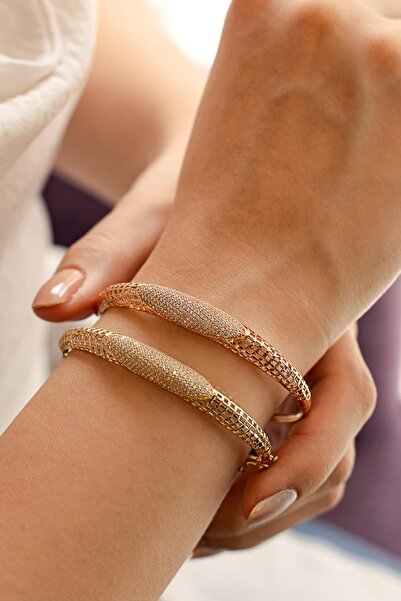 SEMİZ KUYUMCULUK Yeni Taşlı Sarı Telkari Altın Bilezik