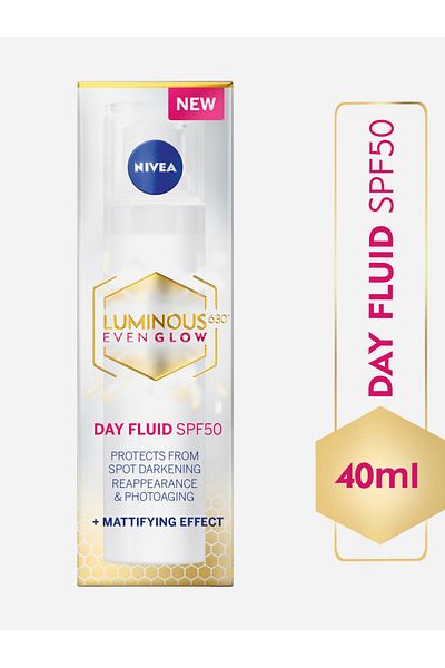 NIVEA LUMINOUS 630 EVEN GLOW Face Day Fluid SPF 50, Spot Darkening Protection, 40ml