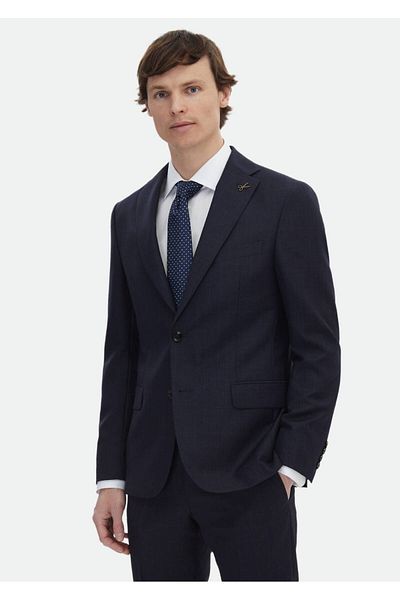Ramsey Navy Blue Slim Fit Wool Blended Suit - Zeroweight