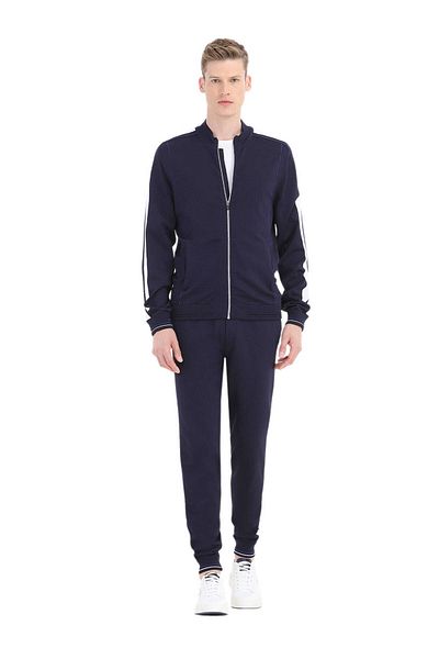 Ramsey Ζακέτα Jacquard Navy Blue - Μισό ζιβάγκο