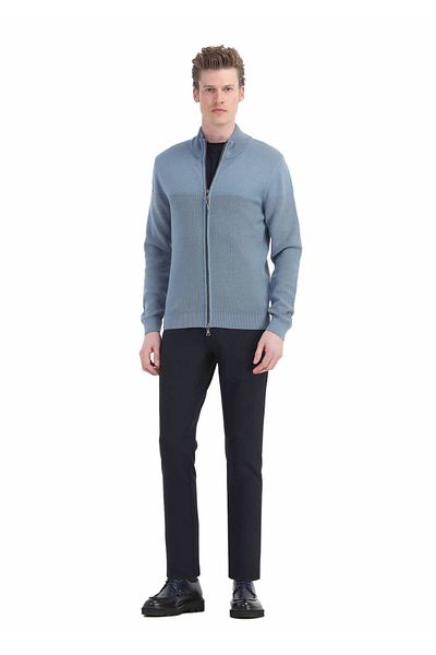 Ramsey Navy Blue Slim Fit Casual Παντελόνι - Μασίφ υφασμένο