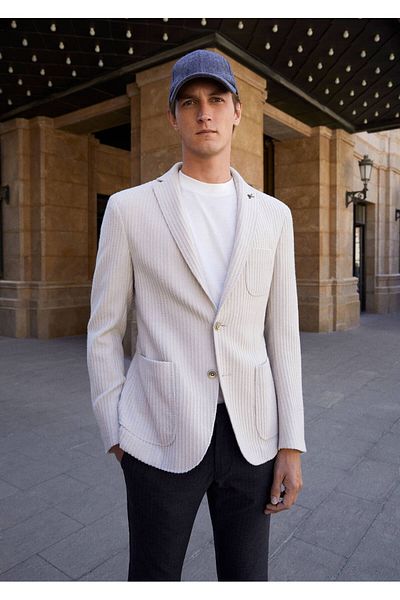 Ramsey Ecru Slim Fit Shirt - Wool Blended Jacket