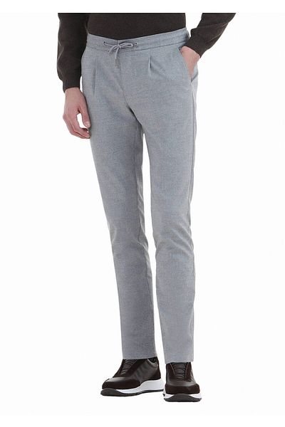 Ramsey Ανοιχτό γκρι casual ίσιο υφαντό παντελόνι