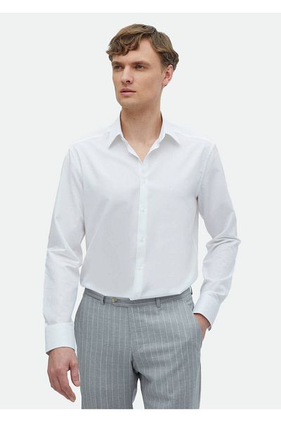 Ramsey Cămașă clasică albă, 100% bumbac