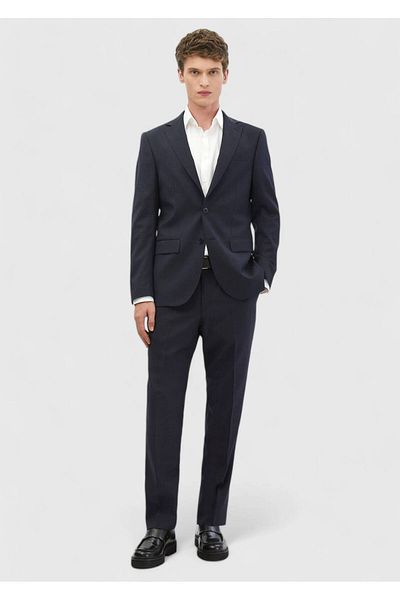 Ramsey Navy Blue Plain Modern Fit 100% Wool Suit