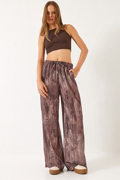 Bianco Lucci Women's Contrast Transition Pocket Detailed Wide Leg Trousers 60440-2 60271056