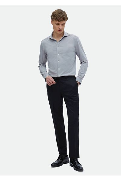 Ramsey Casual γκρι βαμβακερό μείγμα ίσιο πουκάμισο κανονικής εφαρμογής