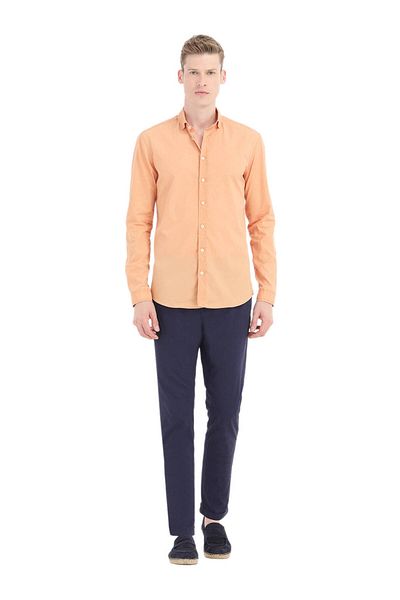 Ramsey Πορτοκαλί Casual Fit μονόχρωμο πουκάμισο - 100% βαμβάκι