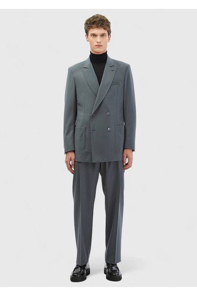 Ramsey Dark Gray Striped Comfort Fit 100% Wool Suit