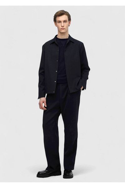 Ramsey Navy Blue Plain Casual Fit 100% Wool Suit