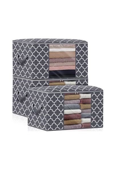 COOYA 100L Storage Bags,3 Pack Foldable Sturdy Large Blanket Clothes Organization and Storage Containers