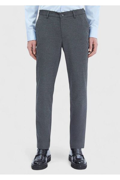 Ramsey Gray Plain Woven Jogging Fit Casual Trousers