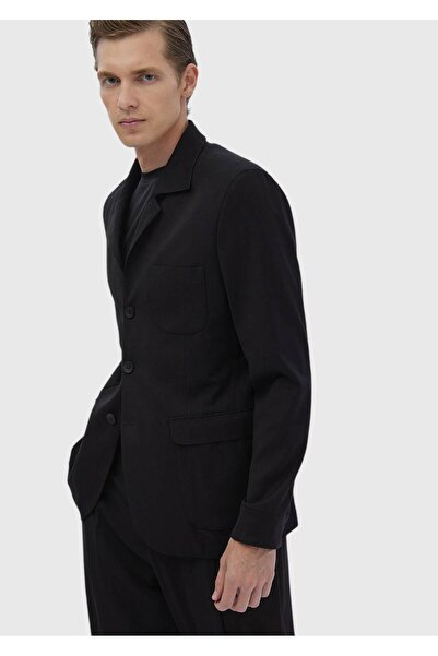 Ramsey Siyah Düz Casual Fit Yün Karışımlı Takım Elbise