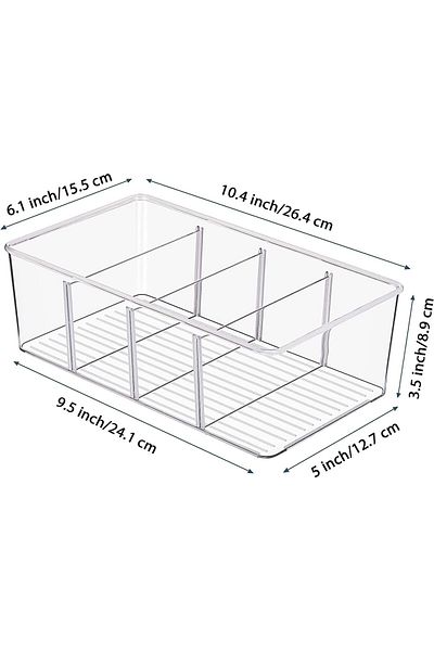 COOYA Clear Food Storage Organizer Bins, 3 Compartment Holder for Packets, Snacks, Spice Packets (8 pack)