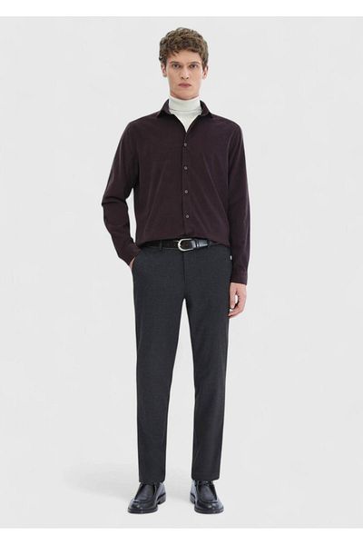 Ramsey Anthracite Straight Woven Jogging Fit Casual Trousers