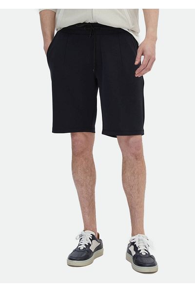 Ramsey Casual Μαύρες Βερμούδες - Απλό πλεκτό Jogging Fit