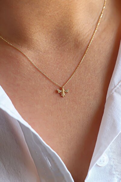 SEMİZ KUYUMCULUK Taşlı Minimal Arı Altın Kolye