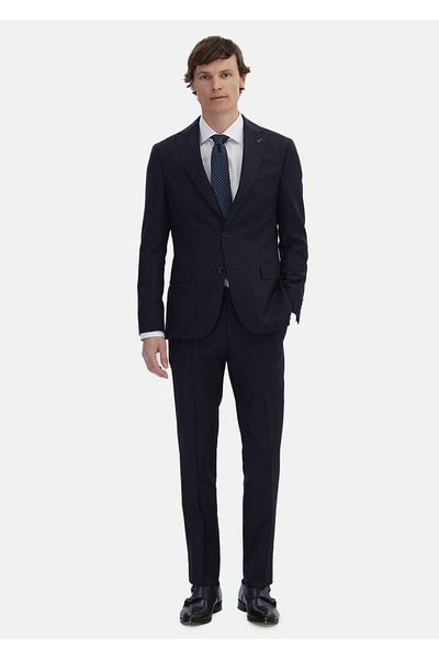 Ramsey Navy Blue Slim Fit Wool Blended Suit - Zeroweight