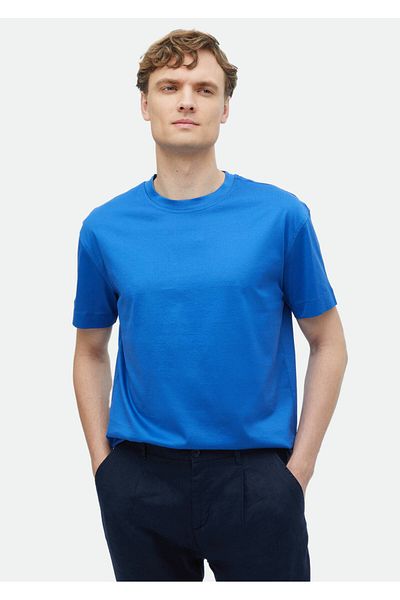 Ramsey Tricou albastru cu decolteu 100% bumbac