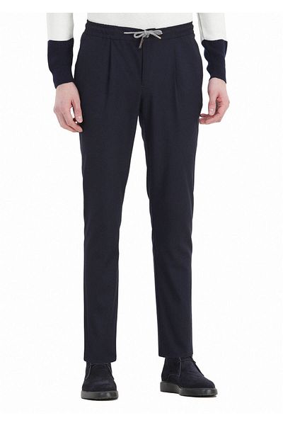 Ramsey Ανοιχτό Navy Blue Casual ίσιο υφαντό παντελόνι