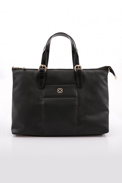 DGN Black Patent Leather Women's Shoulder and Hand Bag - 2583426