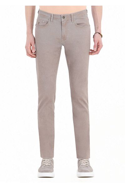 Ramsey Mink Slim Fit Casual βαμβακερό παντελόνι - Απλό ύφανση