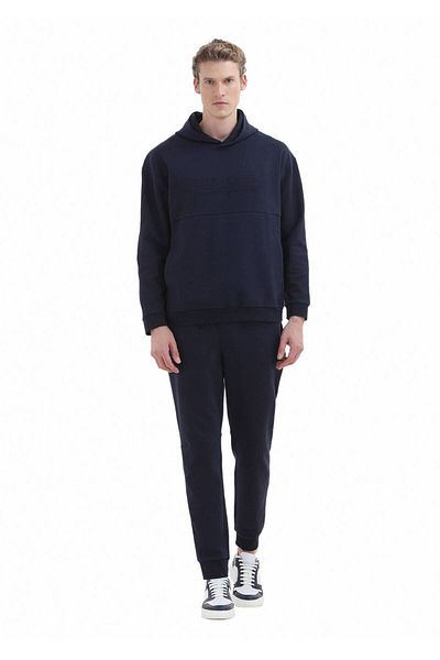 Ramsey Φούτερ με κουκούλα Navy Blue printed