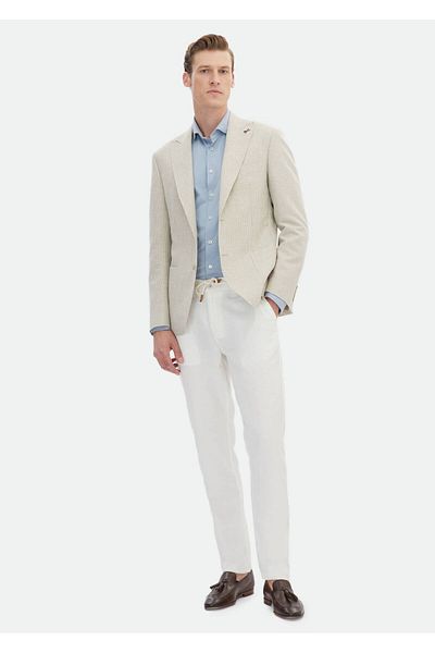 Ramsey Μπουφάν με μπεζ ρίγες Zeroweight Slim Fit Cotton Blend