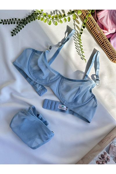 İNKO İÇ GİYİM Set sutien din tul simplu fără cupe cu sârmă (sutien-tanga)