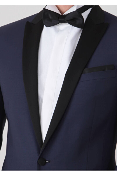 Ramsey Saks Fashion Slim Fit Kruvaze Yaka Dokuma Smokin Takım Elbise