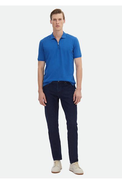 Ramsey Tricou albastru cu gât polo 100% bumbac