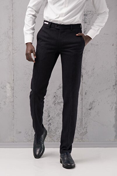Ecer Regular Fit Düz Kalın Kışlık Gabardin Yan Cepli Pantolon