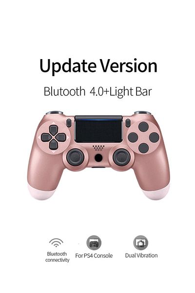 FlashHawk Bluetooth Wireless Game Controller for PS4/PC/iOS/Android with Dual Vibration,Headphone Jack - Pink