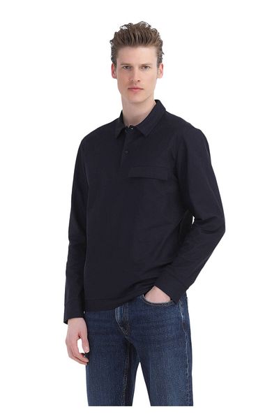 Ramsey Μπλουζάκι πόλο με λαιμόκοψη 100% βαμβακερό Navy Blue