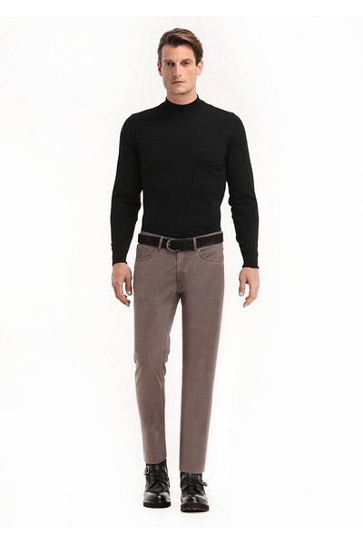 Ramsey Ανοιχτό καφέ Slim Fit Cotton Blended Casual Παντελόνι