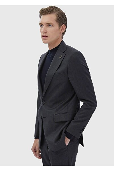Ramsey Antrasit Çizgili Thin&taller Slim Fit %100 Yün Takım Elbise