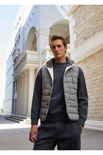 Ramsey Light Gray Wool Woven Sports Vest