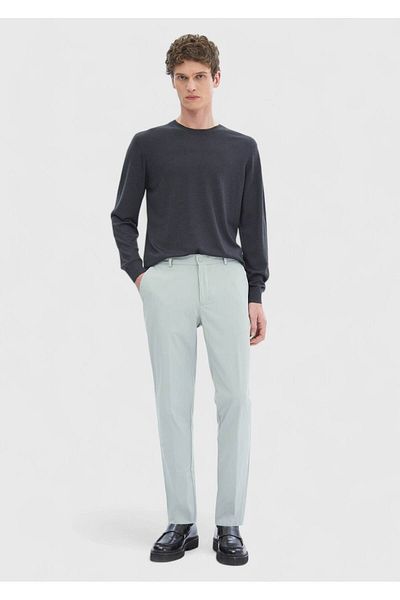 Ramsey Μπεζ ίσιο πλεκτό παντελόνι Jogging Fit Casual