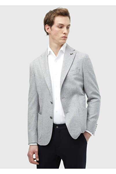 Ramsey Light Grey Plain Shirt Shoulder Slim Fit Wool Blended Jacket
