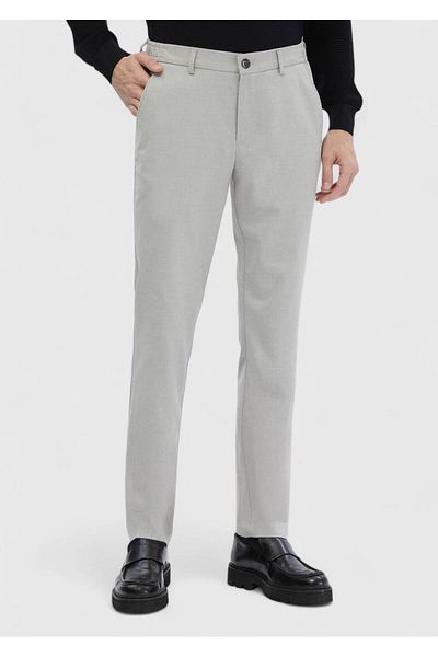 Ramsey Light Gray Plain Woven Jogging Fit Casual Pants