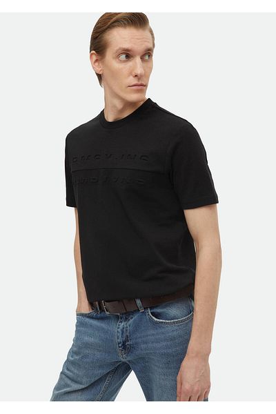 Ramsey Μπλουζάκι Crew Neck Μαύρο με στάμπα 100% βαμβάκι