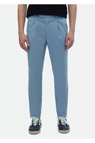 Ramsey Μπλε κανονική εφαρμογή casual βαμβακερό παντελόνι