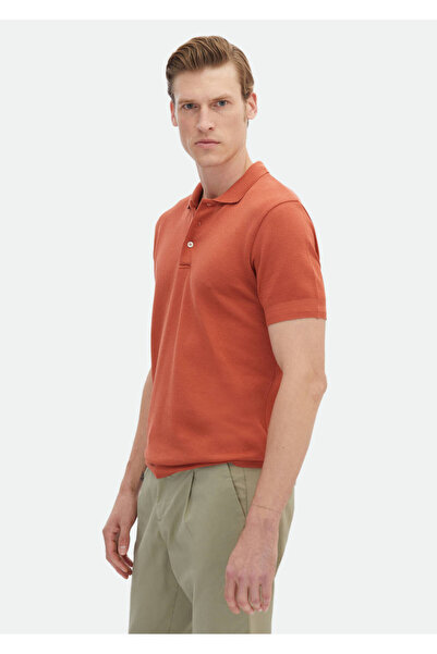 Ramsey Μπλουζάκι Polo Neck Orange Jacquard 100% βαμβάκι