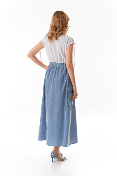 Fulla Moda Rochie cămașă cu umăr în dungi