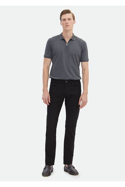 Ramsey Dark Gray Polo Collar 100% Cotton T-Shirt