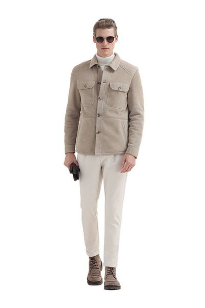 Ramsey Beige Leather Coat